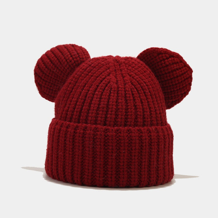 Wholesale Hat Acrylic Big Ears Solid Color Coarse Wool Knitted Hat MOQ≥2 JDC-FH-LvYi037