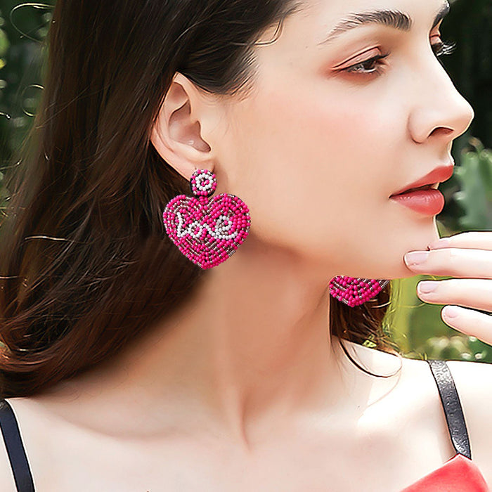 Jewelry WholesaleWholesale LOVE Heart Shaped Rice Bead Earrings MOQ≥2 JDC-ES-GSJM088 Earrings 杰米 %variant_option1% %variant_option2% %variant_option3%  Factory Price JoyasDeChina Joyas De China