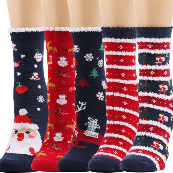 Wholesale Socks Cotton Christmas Fluffy Socks MOQ≥2 JDC-SK-XQ013