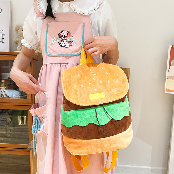 Wholesale canvas cartoon funny hamburger soft backpack包 JDC-BP-Hanc003