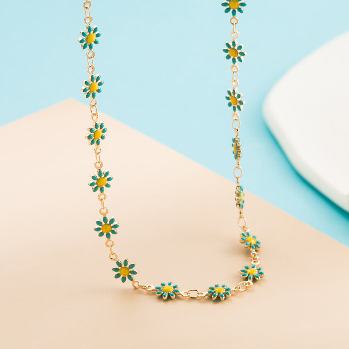 Jewelry WholesaleWholesale Simian Style Gold Plated Micro Inlaid Zircon Small Daisy Necklace JDC-NE-yiseng004 Necklaces 镱森 %variant_option1% %variant_option2% %variant_option3%  Factory Price JoyasDeChina Joyas De China