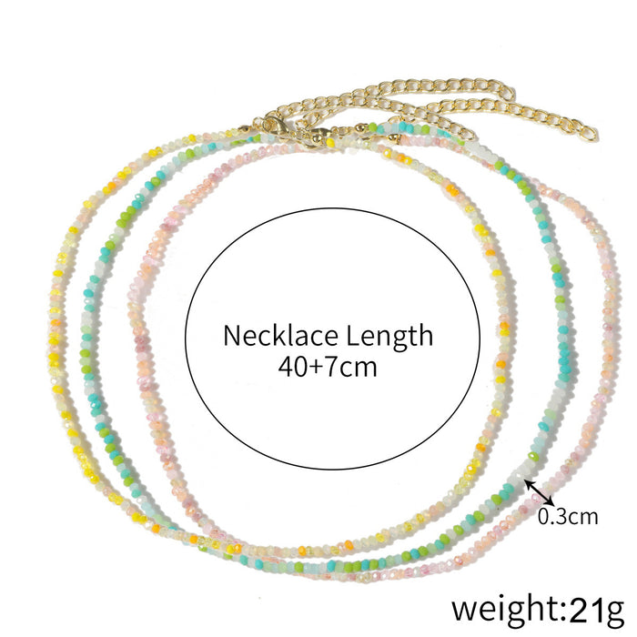 Wholesale Crystal Pendant Clavicle Chain Summer Color Rice Beads Crystal Pearl Necklace JDC-NE-JiaYi001