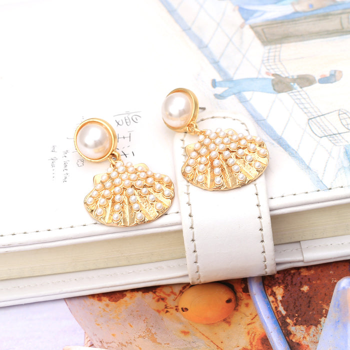 Jewelry WholesaleWholesale alloy shell inlaid pearl earrings JDC-ES-MY261 Earrings 曼茵 %variant_option1% %variant_option2% %variant_option3%  Factory Price JoyasDeChina Joyas De China