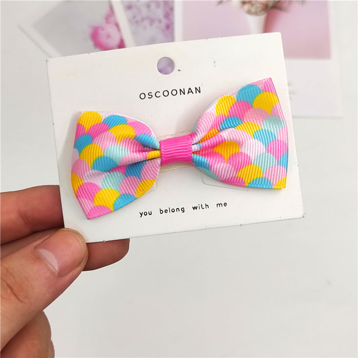 Wholesale pure fish scales multicolor girl bow hair tie hair clip JDC-HC-Junm006