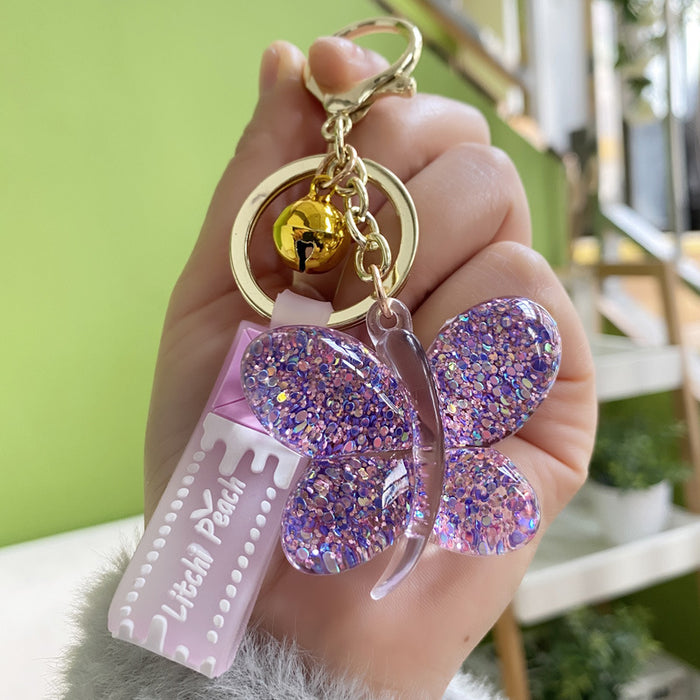 Jewelry WholesaleWholesale acrylic Sequin butterfly car bag couple keychain JDC-KC-WAN020 Keychains 沃安 %variant_option1% %variant_option2% %variant_option3%  Factory Price JoyasDeChina Joyas De China