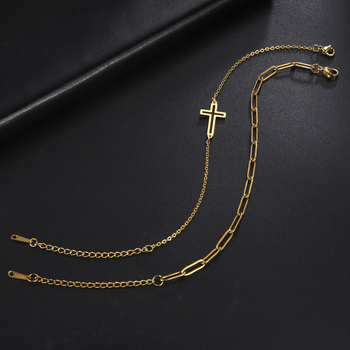 Wholesale Bracelet Stainless Steel Double Layer Hollow Cross JDC-BT-QiJu007