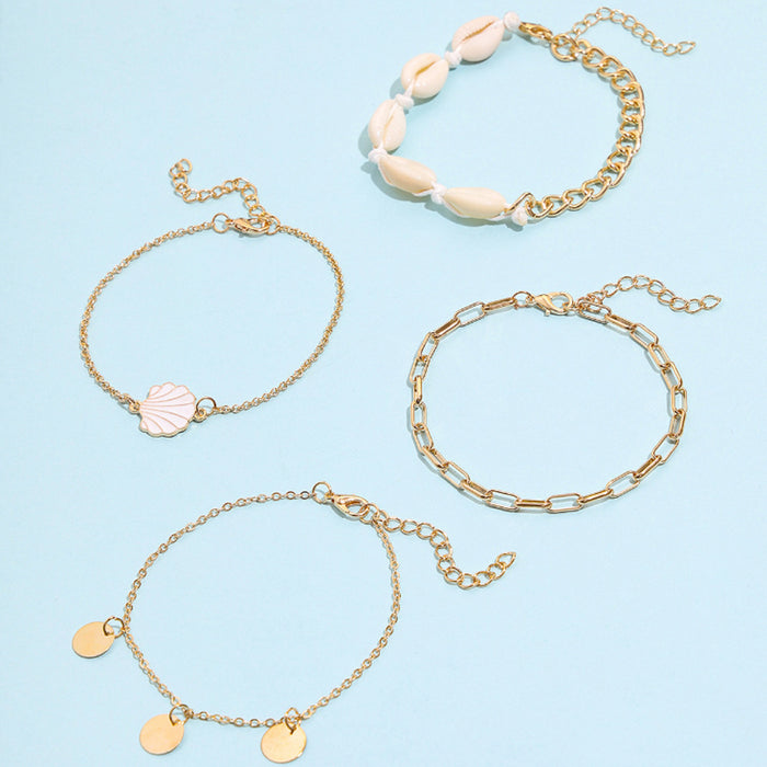 Jewelry WholesaleWholesale Enamel Scallop Shell Alloy Anklet JDC-AS-YeB018 anklets 烨贝 %variant_option1% %variant_option2% %variant_option3%  Factory Price JoyasDeChina Joyas De China