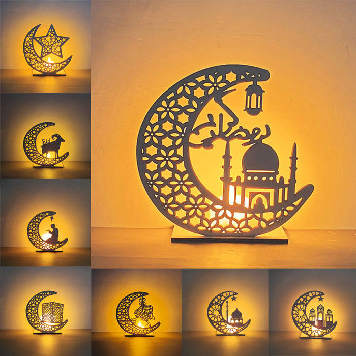 Wholesale Wooden Crafts Eid al-Adha Decoration Moon Lamp JDC-DCN-MoWei001