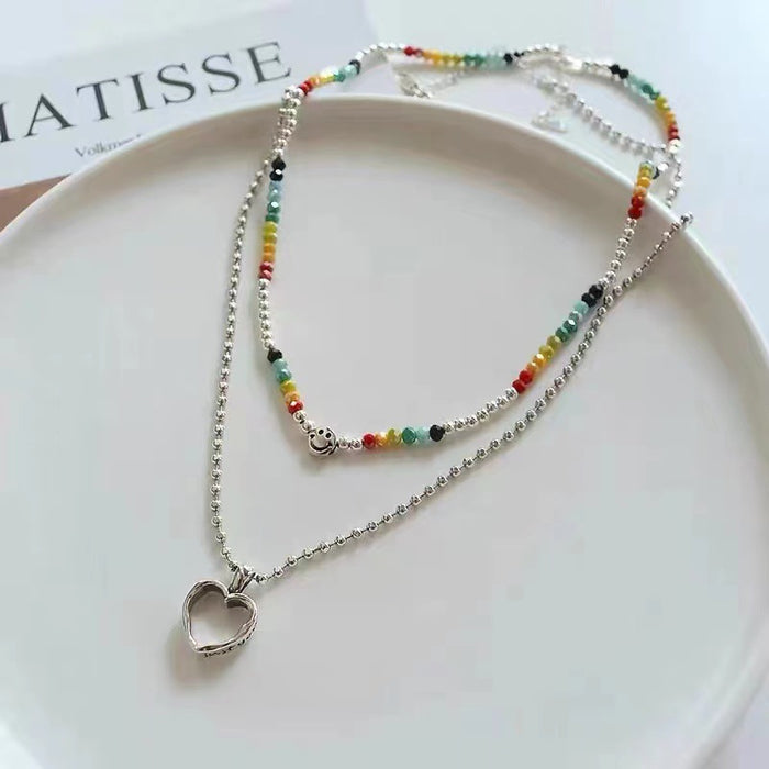 Wholesale Color Beaded Necklace Girlish Love Pendant JDC-NE-NQ002