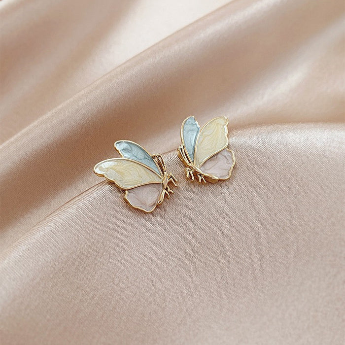 Wholesale Earrings Alloy Rhinestone Pearl Butterfly Fringe No Piercing MOQ≥2 JDC-ES-WeiH036