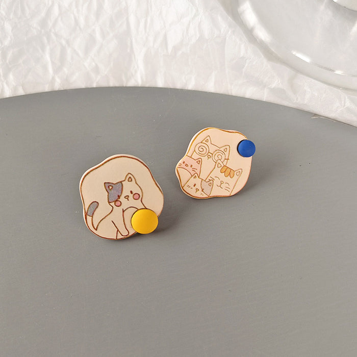 Wholesale Earring Alloy Cute Cat Stud Earrings JDC-ES-BLD017