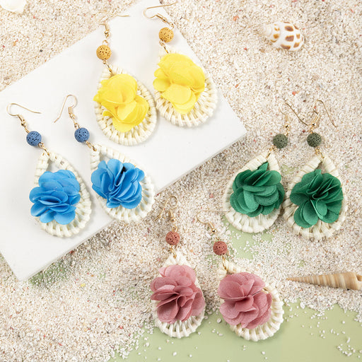 Jewelry WholesaleWholesale rattan flower earrings handmade high quality  MOQ≥3 JDC-ES- XLH006 Earrings 小螺号 %variant_option1% %variant_option2% %variant_option3%  Factory Price JoyasDeChina Joyas De China