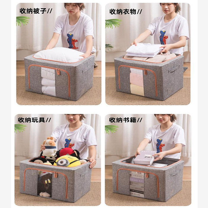 Wholesale Cotton Linen Steel Frame Storage Box Foldable JDC-SB-HAO003