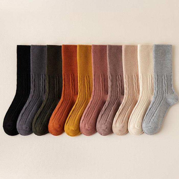 Wholesale Socks Wool Mid-Cylinder Warm Thick Solid Color Pile Socks JDC-SK-ChangShen007