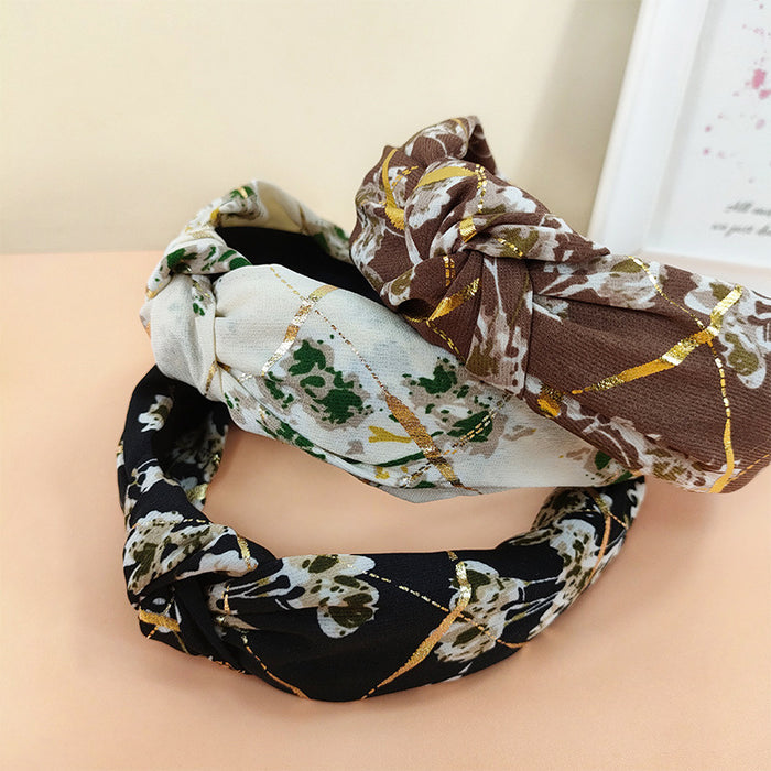 Wholesale cloth bronzing floral knotted headband MOQ≥2 JDC-HD-O121