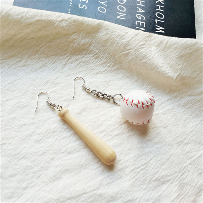 Wholesale Earrings Sports Baseball Asymmetric MOQ≥2 JDC-ES-DYCh003