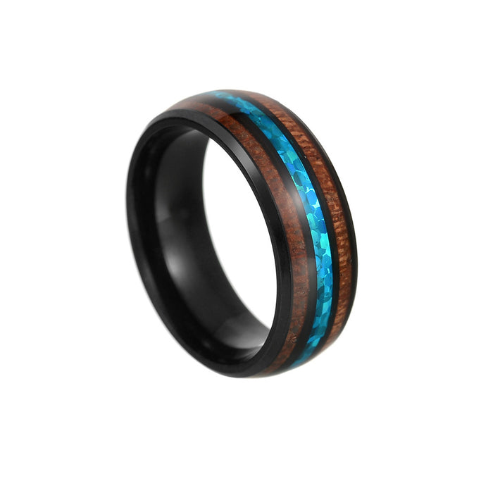 Wholesale Rings Titanium Steel Men Shell Wood MOQ≥2 JDC-RS-ShouM009