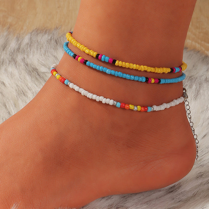 Jewelry WholesaleWholesale Boho Ethnic Color Rice Bead AnkletJDC-AS-NZ013 Anklets 奈珠 %variant_option1% %variant_option2% %variant_option3%  Factory Price JoyasDeChina Joyas De China