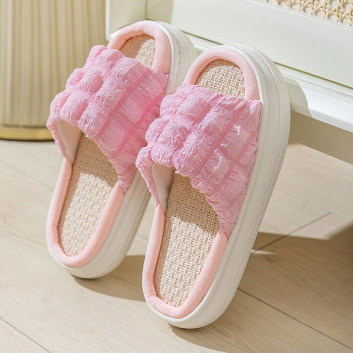 Wholesale summer cool slippers indoor home stepping on shit linen slippers JDC-SD-HuaC001