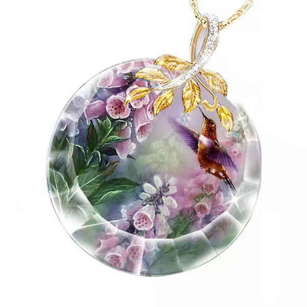 Wholesale creative flower bird necklace pendant MOQ≥2 JDC-NE-ZiB011