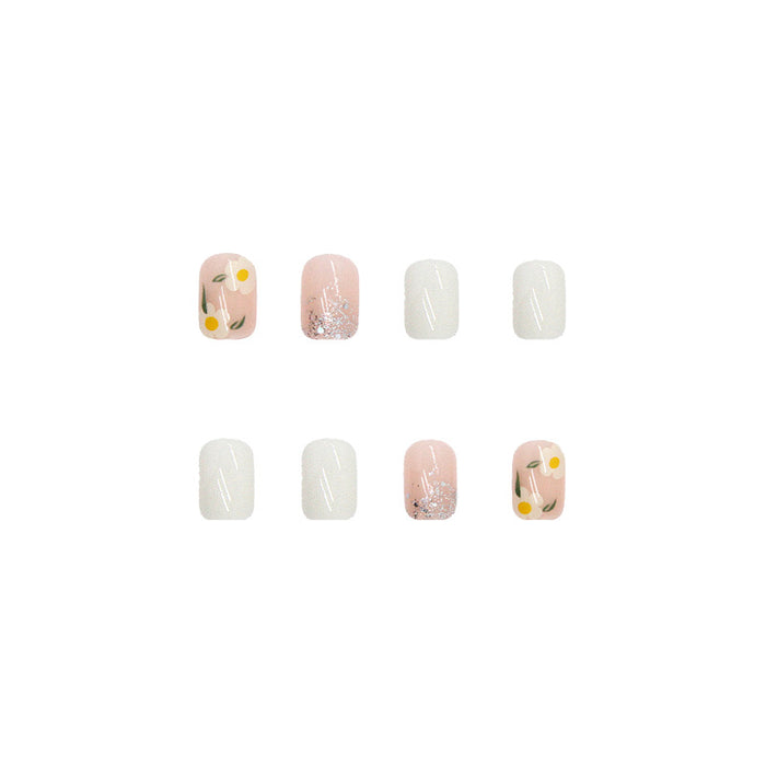 Jewelry WholesaleWholesale fresh transparent bottom small flower milk white girl wear armor JDC-NS-QiH004 Nail Stickers 启亨 %variant_option1% %variant_option2% %variant_option3%  Factory Price JoyasDeChina Joyas De China