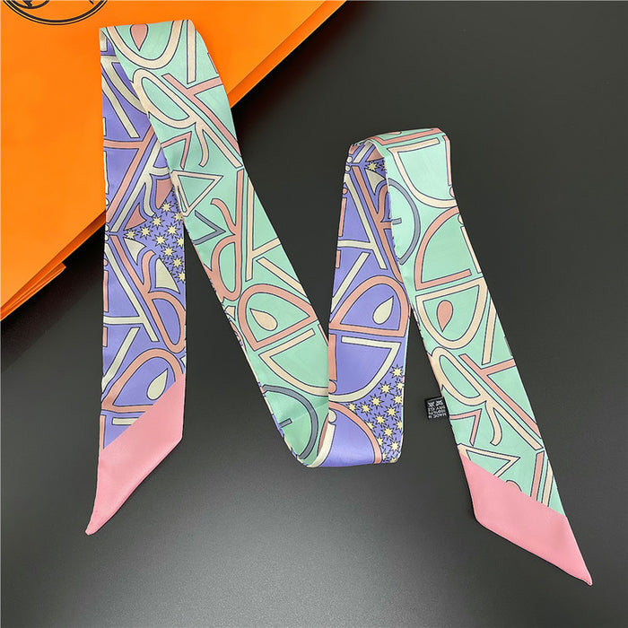 Jewelry WholesaleWholesale imitation silk long angled streamer print small scarf MOQ≥2 JDC-SS-TuYou001 Silk Scarf 图优 %variant_option1% %variant_option2% %variant_option3%  Factory Price JoyasDeChina Joyas De China