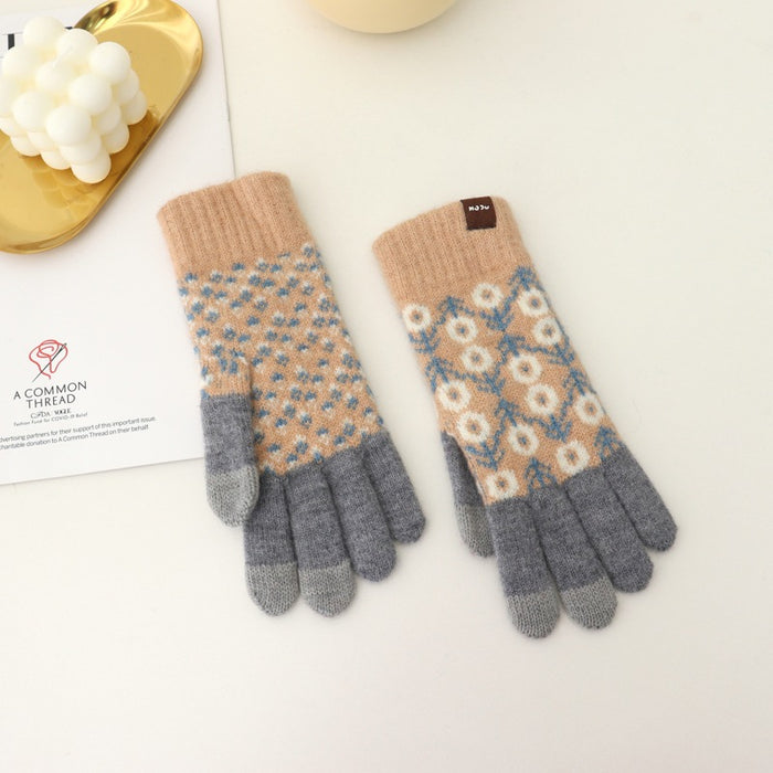 Wholesale Gloves Acrylic Warm Retro Knit Touch Screen JDC-GS-YanD008