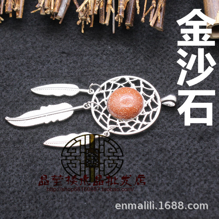 Wholesale Necklace Green Onyx Dream Catcher Pendant JDC-NE-Jinshe006