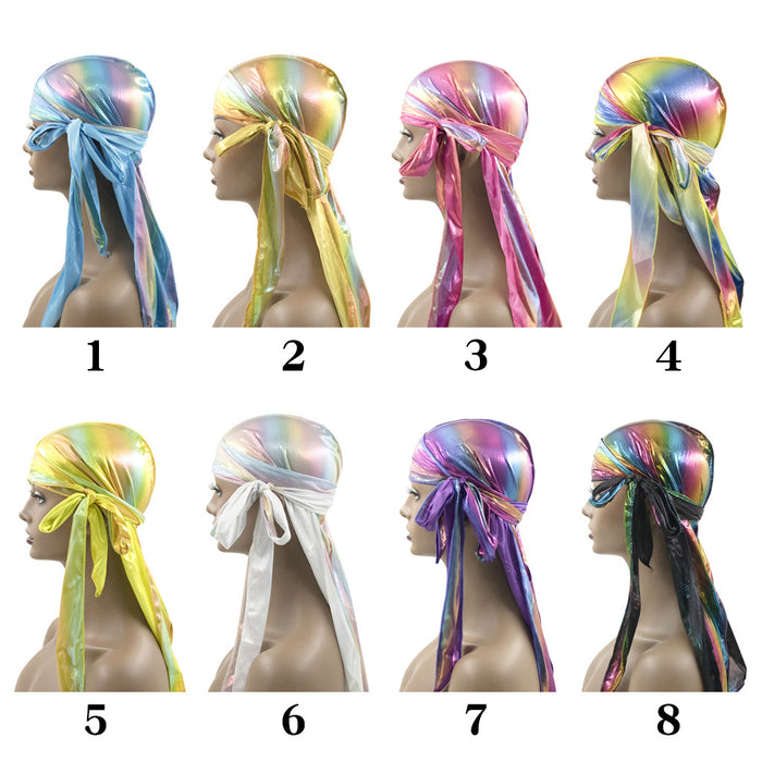 Wholesale solid color long tail pigtail pirate hat imitation silk turban hat JDC-FH-DCai004