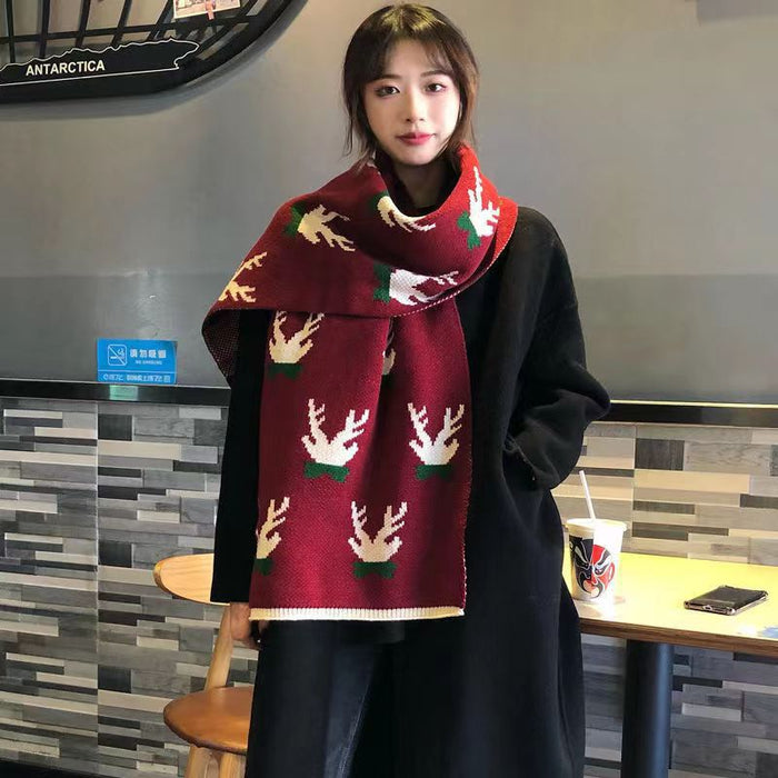 Wholesale Scarf Wool Knitting Christmas Thick Winter Warm JDC-SF-Yuxin002