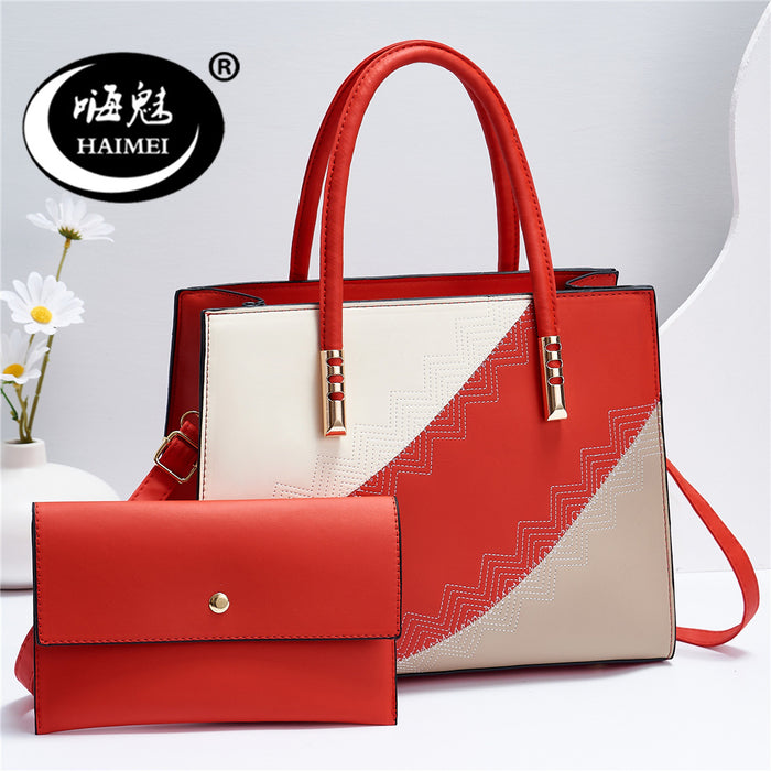 Wholesale Shoulder Bag PU Stitching Contrast Color Handbag Diagonal JDC-SD-haim012