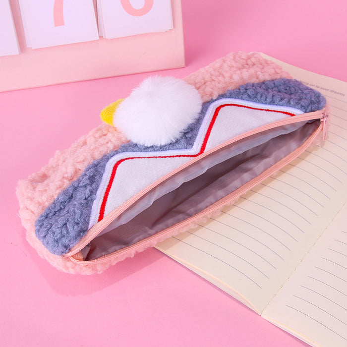 Wholesale pencil case velvet cute pompom coin purse stationery bag girl student stationery pencil bag storage MOQ≥2 JDC-PC-QHJ002