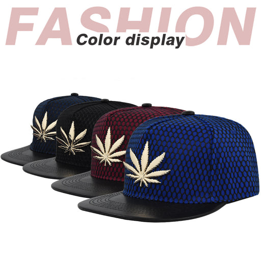 Jewelry WholesaleWholesale maple leaf hip hop hat flat brim baseball personality leather hat JDC-FH-DeX001 Fashionhat 德讯 %variant_option1% %variant_option2% %variant_option3%  Factory Price JoyasDeChina Joyas De China