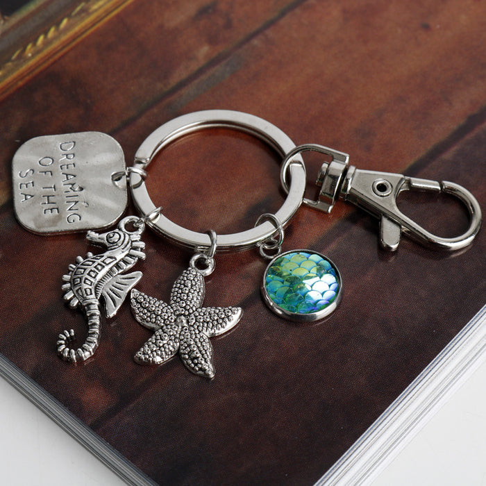 Wholesale Ocean Series Mermaid Alloy Keychain JDC-KC-AWen013