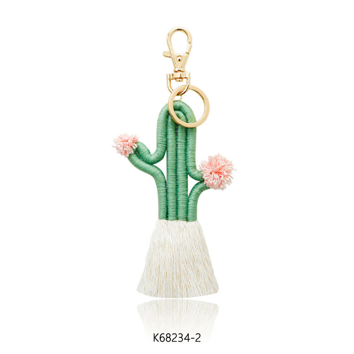 Jewelry WholesaleWholesale hand woven Bohemian cactus keychain MOQ≥2 JDC-KC-JM008 Keychains 杰米 %variant_option1% %variant_option2% %variant_option3%  Factory Price JoyasDeChina Joyas De China