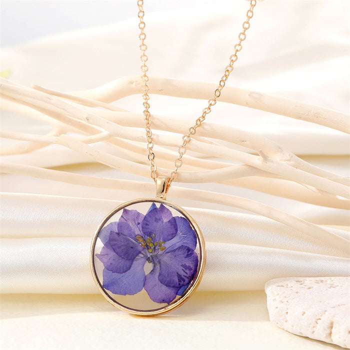 Jewelry WholesaleWholesale vintage round resin dried flower necklace MOQ≥3 JDC-NE-Juej011 Necklaces 觉际 %variant_option1% %variant_option2% %variant_option3%  Factory Price JoyasDeChina Joyas De China