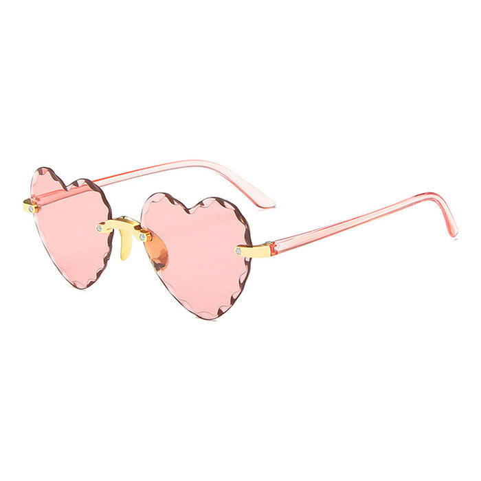 Wholesale PC Material Heart Sunglasses Frameless Gradient Sunglasses Women JDC-SG-AoMing003