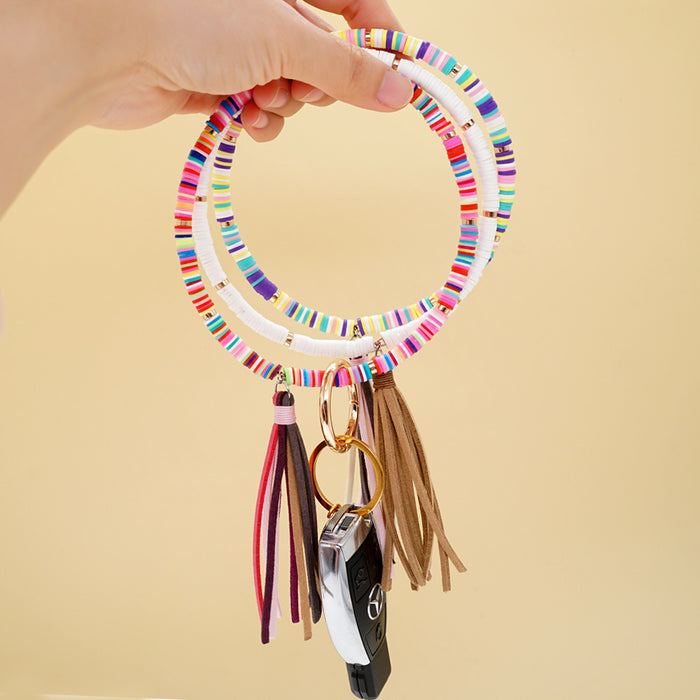 Wholesale Clay Tassel Beaded Wrist Keychain JDC-KC-YXZ001