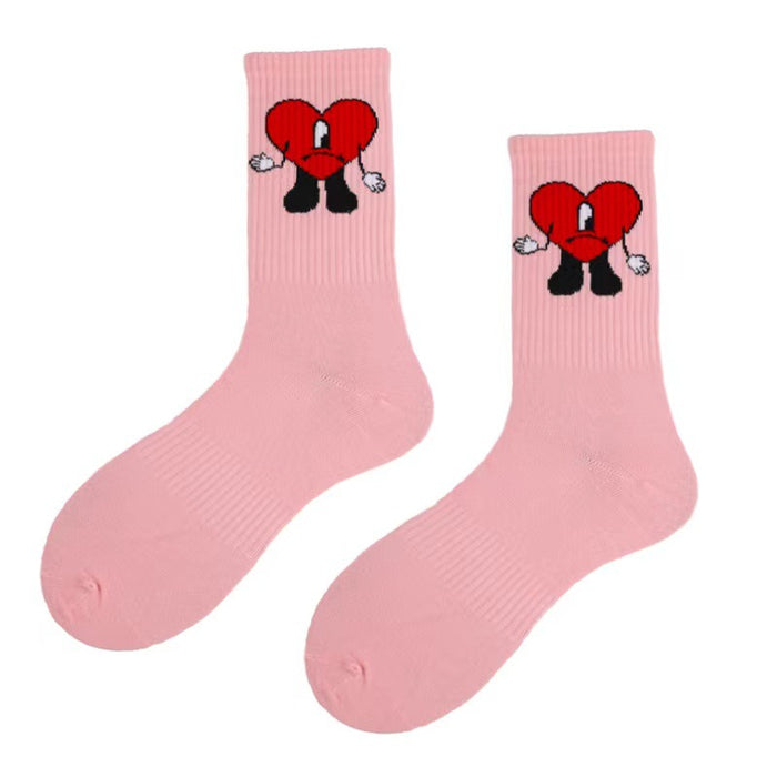 Wholesale Socks Cotton Funny Heart Pattern Socks MOQ≥2 (F) JDC-SK-DSY001