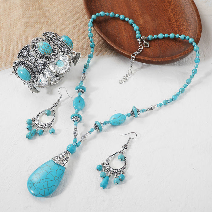 Jewelry WholesaleWholesale Turquoise Pendant Beaded Boho Ethnic Necklace Earrings Bracelet Set JDC-NE-GSJY010  嘉溢 %variant_option1% %variant_option2% %variant_option3%  Factory Price JoyasDeChina Joyas De China