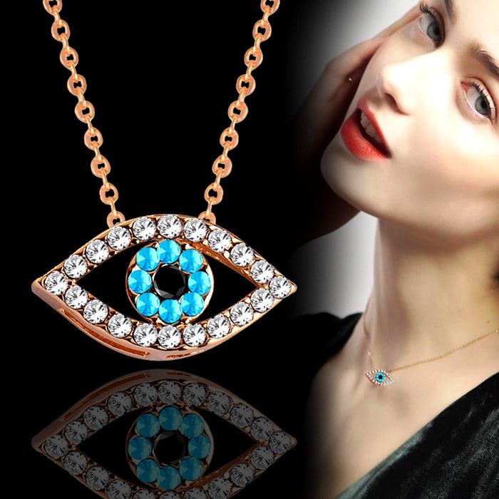 Wholesale Necklaces Alloy Rhinestone Blue Eyes Devil's Eye MOQ≥2 JDC-NE-KeM001