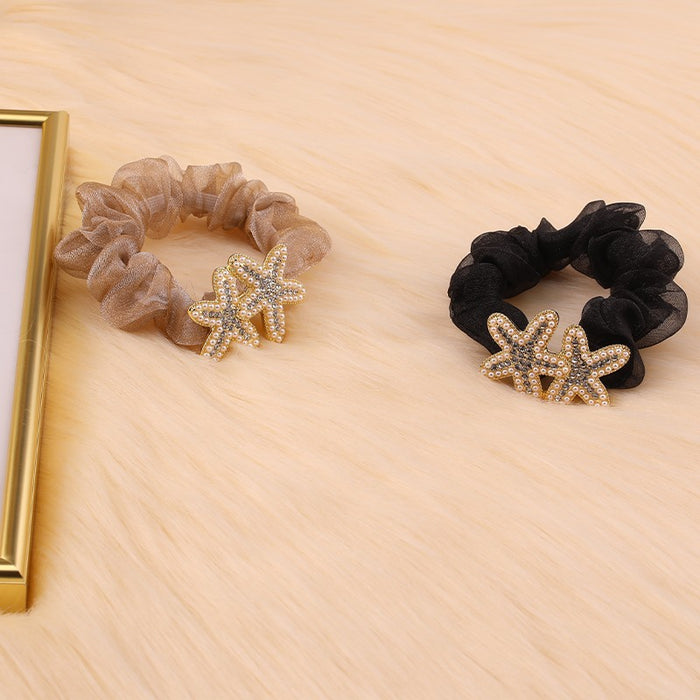 Jewelry WholesaleWholesale alloy rhinestones eugen yarn double starfish hair rope JDC-HS-DouY006 Hair Scrunchies 豆毓 %variant_option1% %variant_option2% %variant_option3%  Factory Price JoyasDeChina Joyas De China