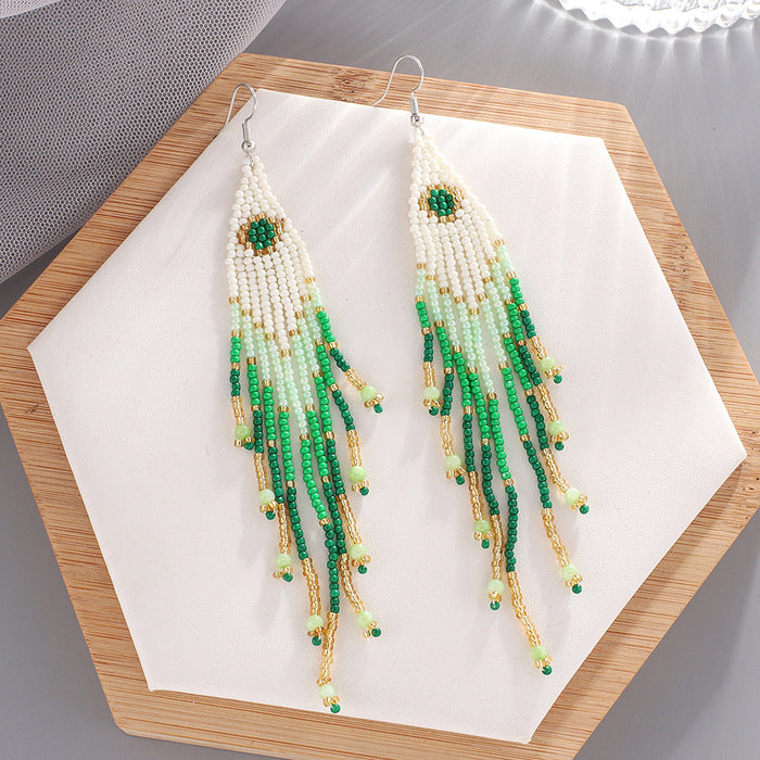 Jewelry WholesaleWholesale Ethnic Style Colorful Rice Beads Boho Tassel Earrings JDC-ES-YuanQ005 Earrings 圆沁 %variant_option1% %variant_option2% %variant_option3%  Factory Price JoyasDeChina Joyas De China