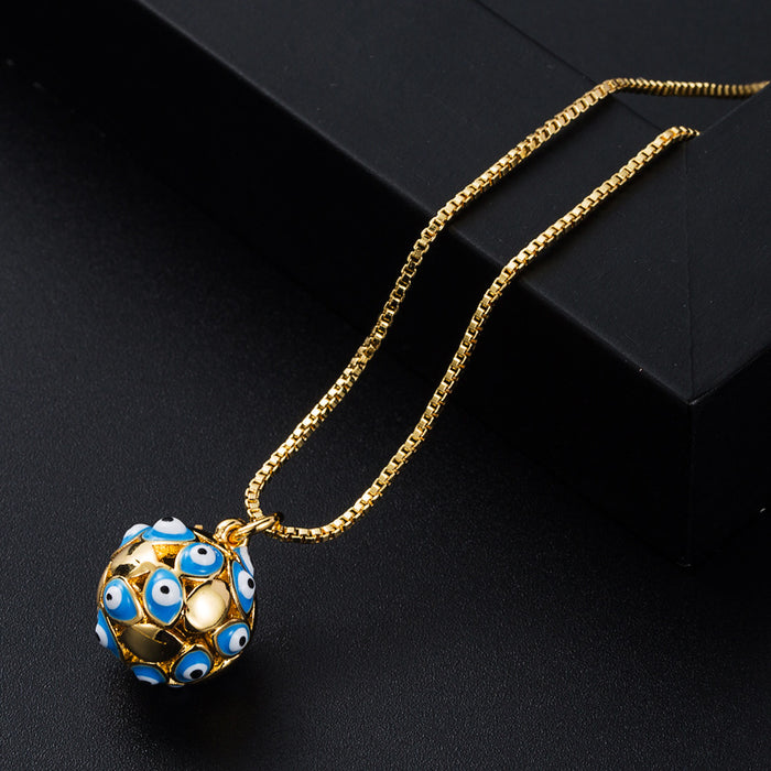 Jewelry WholesaleWholesale Real Gold Drop Oil Geometric Spherical Devil's Eye Necklace JDC-NE-yiseng003 Necklaces 镱森 %variant_option1% %variant_option2% %variant_option3%  Factory Price JoyasDeChina Joyas De China