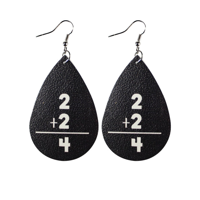 Wholesale Earrings PU Teacher's Day Gift Double Sided Printing MOQ≥2 JDC-ES-Tianpi005