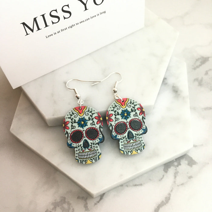 Wholesale Acrylic Skull Drop Earrings JDC-ES-Yiy001