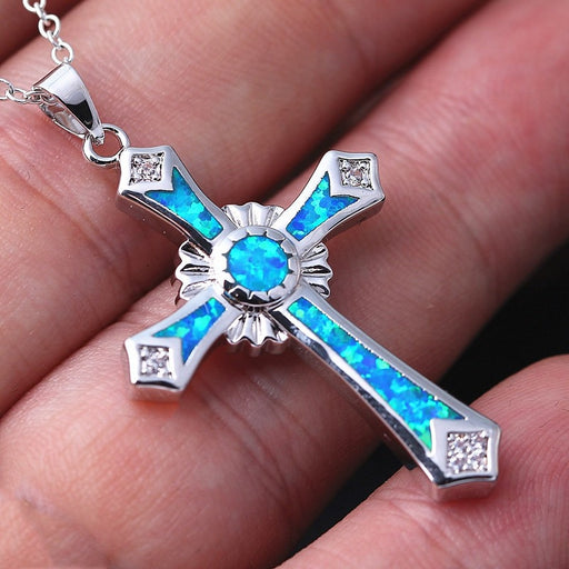 Jewelry WholesaleWholesale Opal Epoxy Light Cross Necklace JDC-NE-XunO003 necklaces 循欧 %variant_option1% %variant_option2% %variant_option3%  Factory Price JoyasDeChina Joyas De China