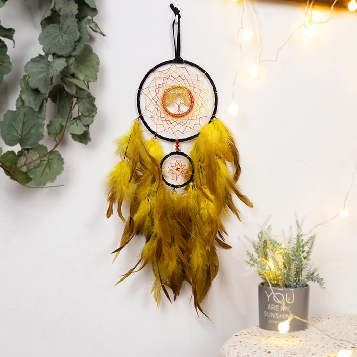 Jewelry WholesaleWholesale Crystal Gravel Feather Tree Of Life Iron Ring Dreamcatcher MOQ≥2 JDC-DC-MGu032 Dreamcatcher 梦罟 %variant_option1% %variant_option2% %variant_option3%  Factory Price JoyasDeChina Joyas De China