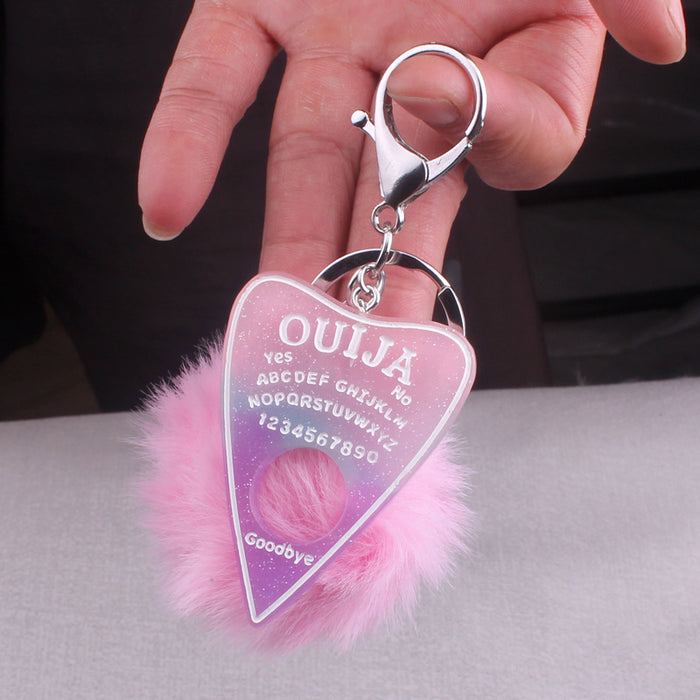 Wholesale Heart Card Keychain Hip Hop Personality Plush Ball MOQ≥2 JDC-KC-WWu001