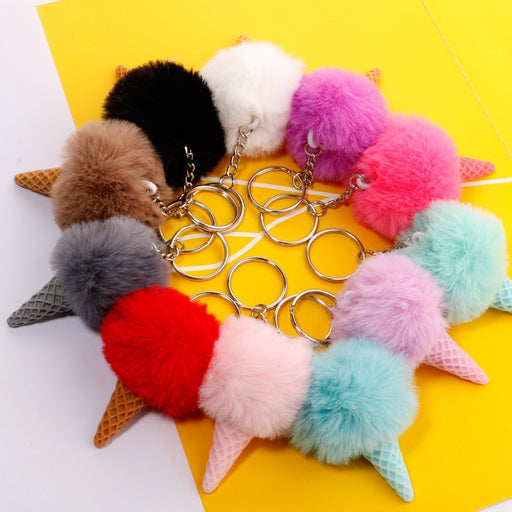 Jewelry WholesaleWholesale Ice Cream HairBall Keychain JDC-KC-QiShi006 Keychains 奇释 %variant_option1% %variant_option2% %variant_option3%  Factory Price JoyasDeChina Joyas De China